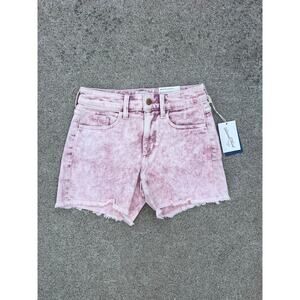 NEW Universal Thread Washed Raw Hem Pink High Rise Midi Shorts Size 00/24